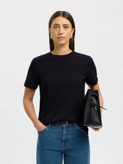 Selected MYESSENTIAL SS O-NECK TEE Svart