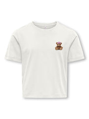 KidsOnly REX S/S PRINTED TOP JRS Cloud Dancer Teddy Cap