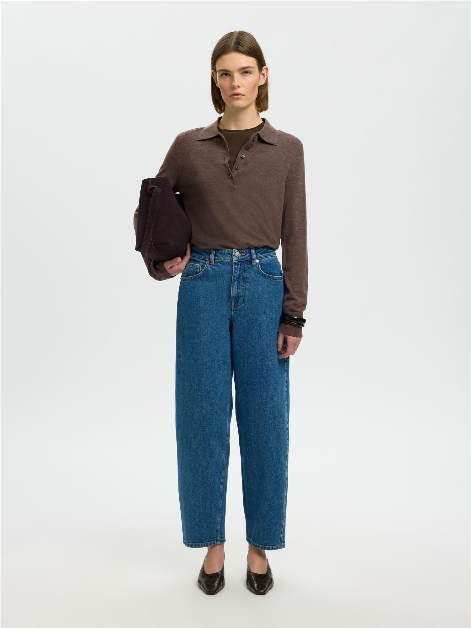 Selected THEA LS KNIT MERINO COLLAR NECK Delicioso