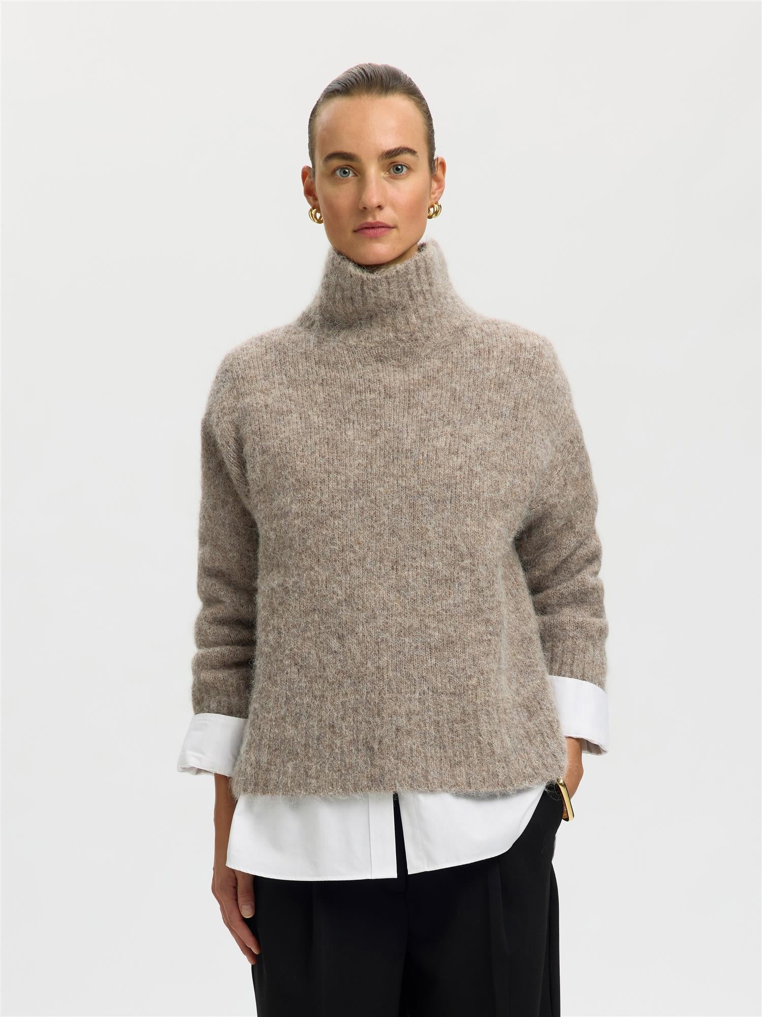 Selected GABRIELLA LS KNIT HIGH NECK Steel Gray