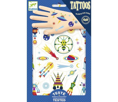 Djeco Tattoos Verdensrommet Glow in dark