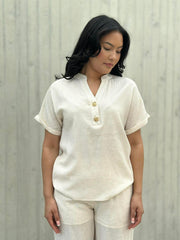 Pepper Solene Lin Bluse Beige