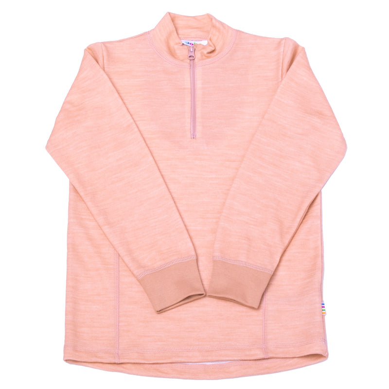 Joha Ull/Bambus Blouse Half Zip Fersken