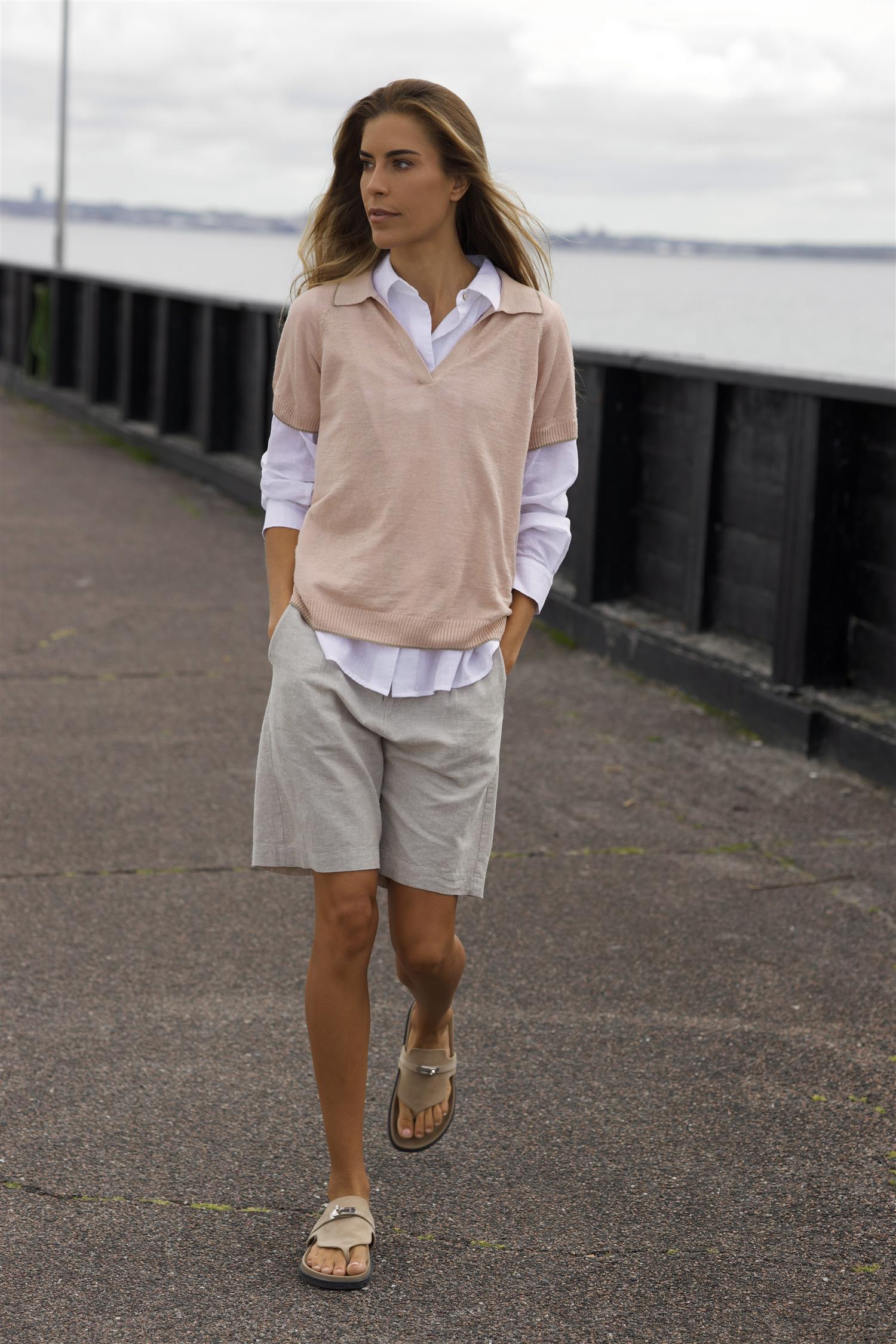 Blue Sportswear Davida cot/lin Bermudas Khaki-melange