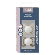 Bibs GLOW Pacifiers 2 Pack - Vanilla /Dark Oak
