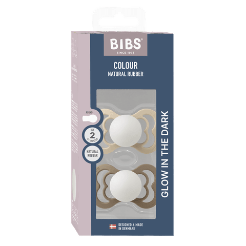 Bibs GLOW Pacifiers 2 Pack - Vanilla /Dark Oak