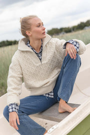 Blue Sportswear Frances 1/2-zip wool cable Windbreaker