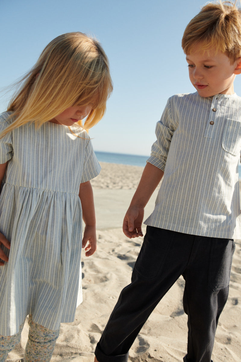 Wheat Shirt Bjørk Aquablue stripe