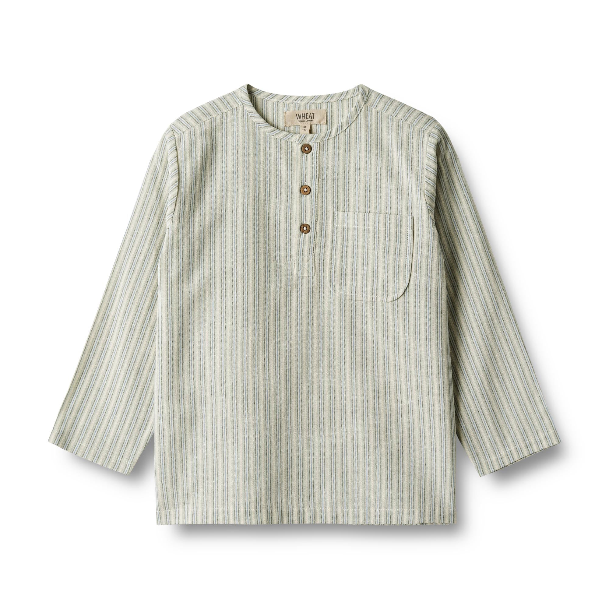 Wheat Shirt Bjørk Aquablue stripe