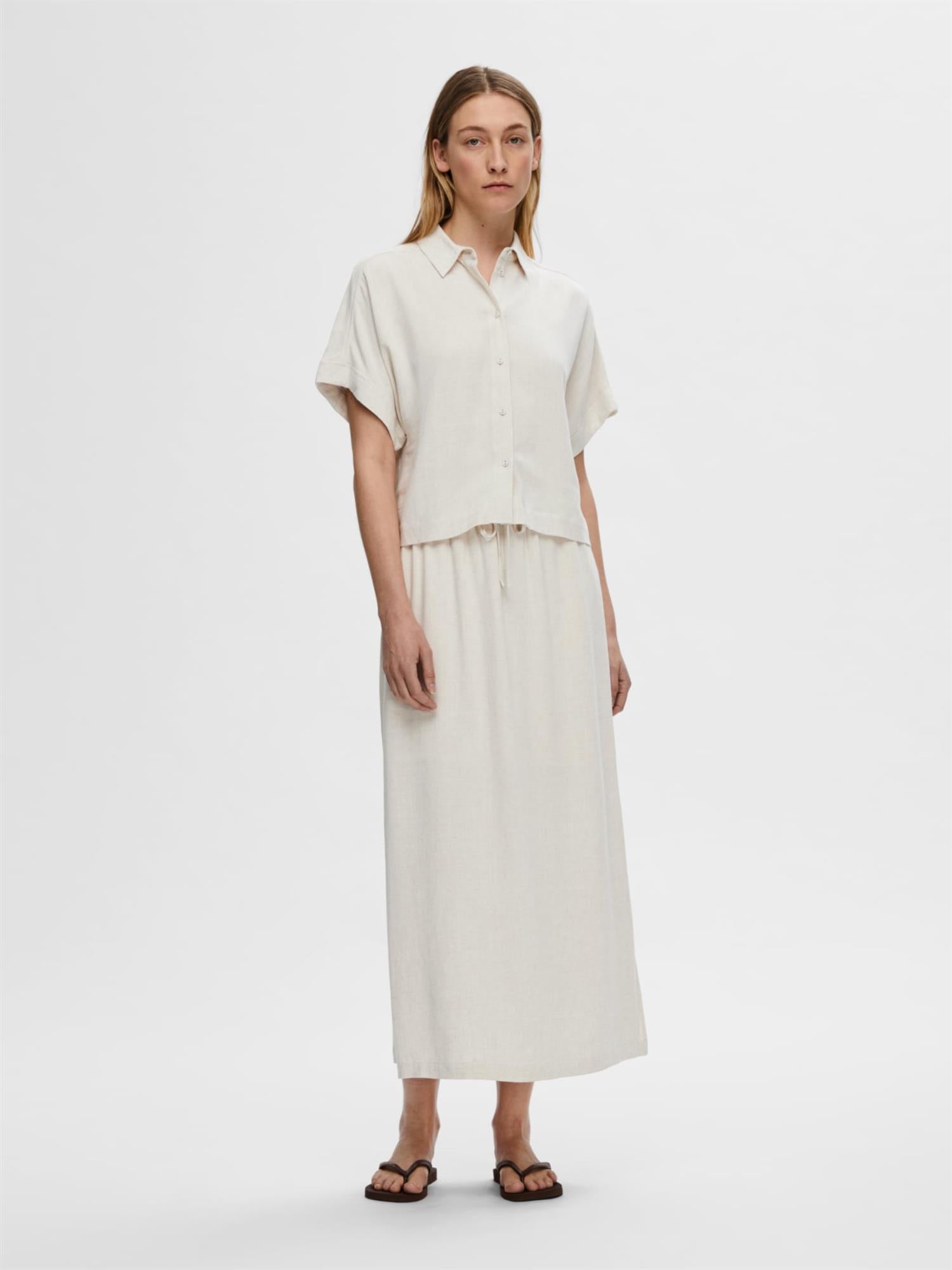 Selected VIVA SS Striped Sunshirt Sandshell