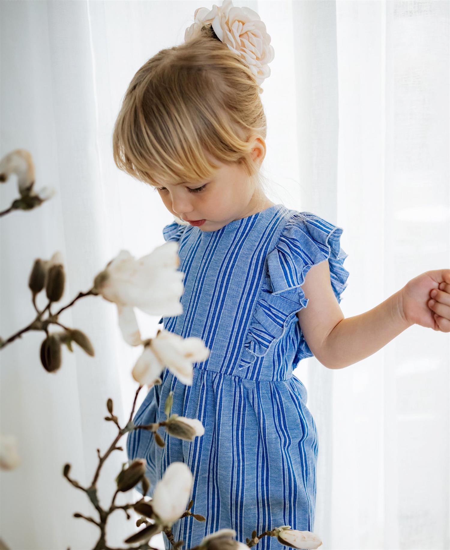 Fliink MIRO DRESS CLOUD DANCER MAZERINE BLUE STRIPE