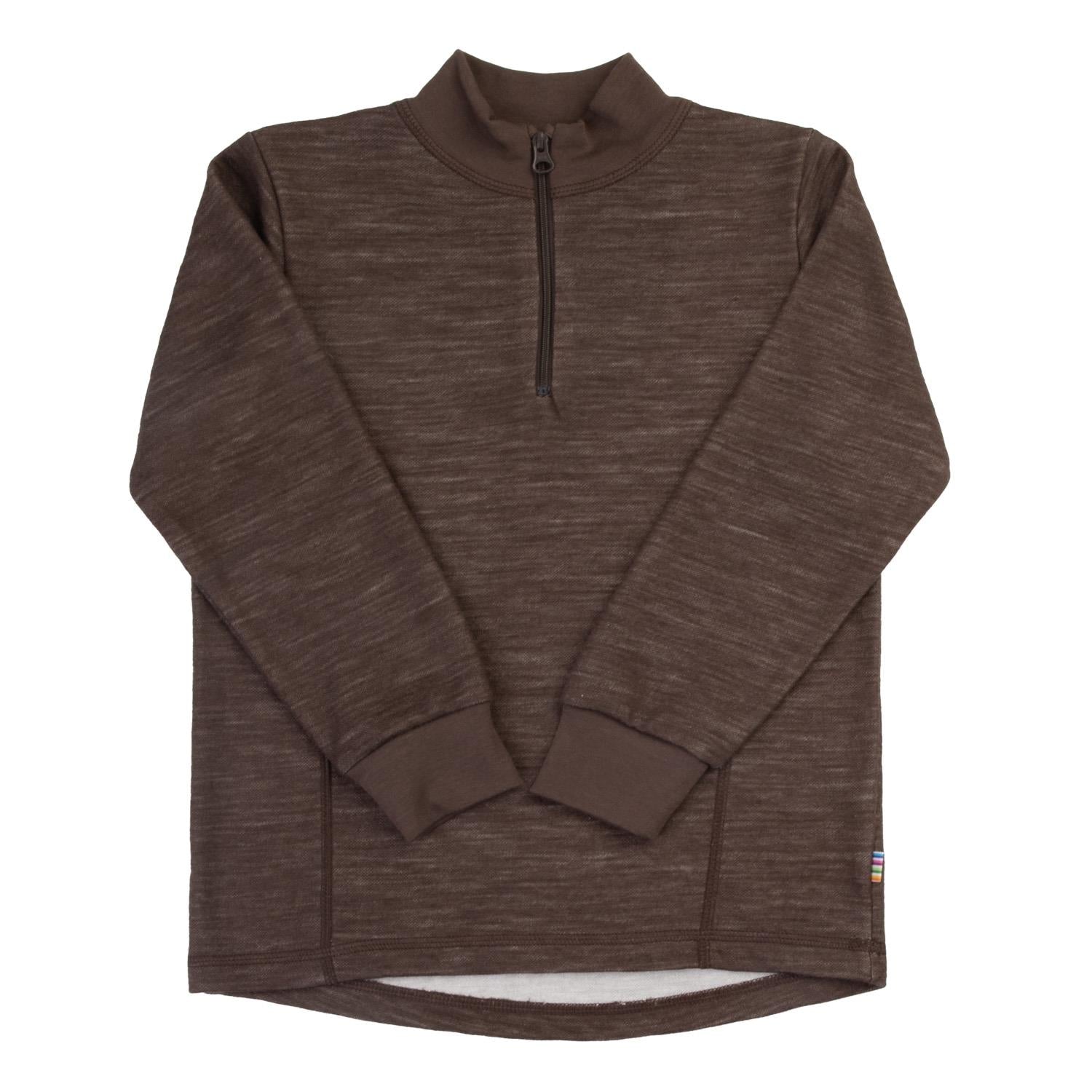 Joha Ull/Bambus Blouse Halfzip Brun