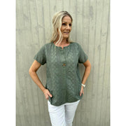 Pepper Linda broderi knapp Khaki