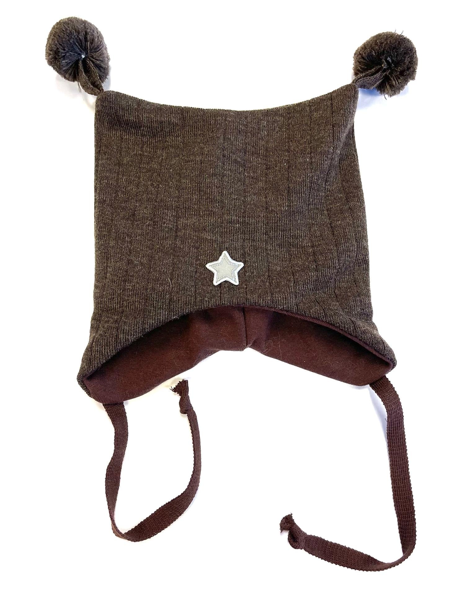 Kivat Lue Ull Striper Mørk Brun m/Stjerne