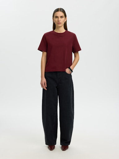 Selected MYESSENTIAL SS BOXY TEE NOOS TAWNY PORT