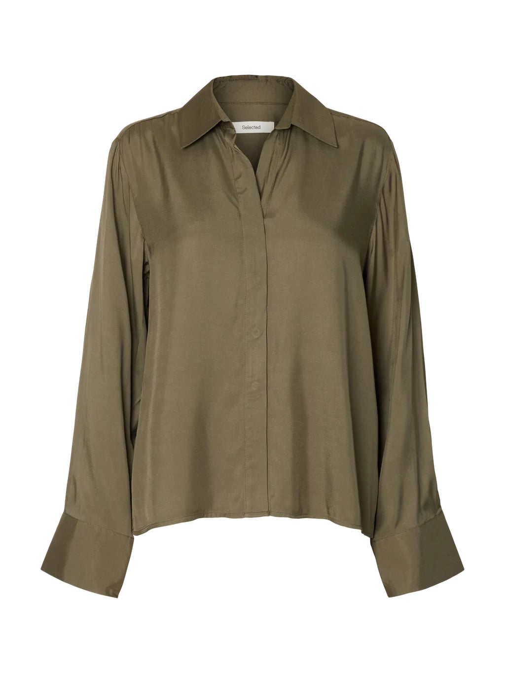 Selected JONNA REG LS OPEN COLLAR SHIRT Kalamata