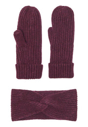 Kids Only Wea Mittens & Headband Wine