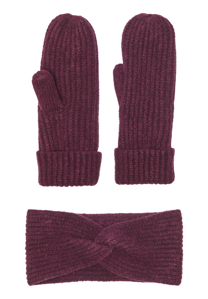 Kids Only Wea Mittens & Headband Wine