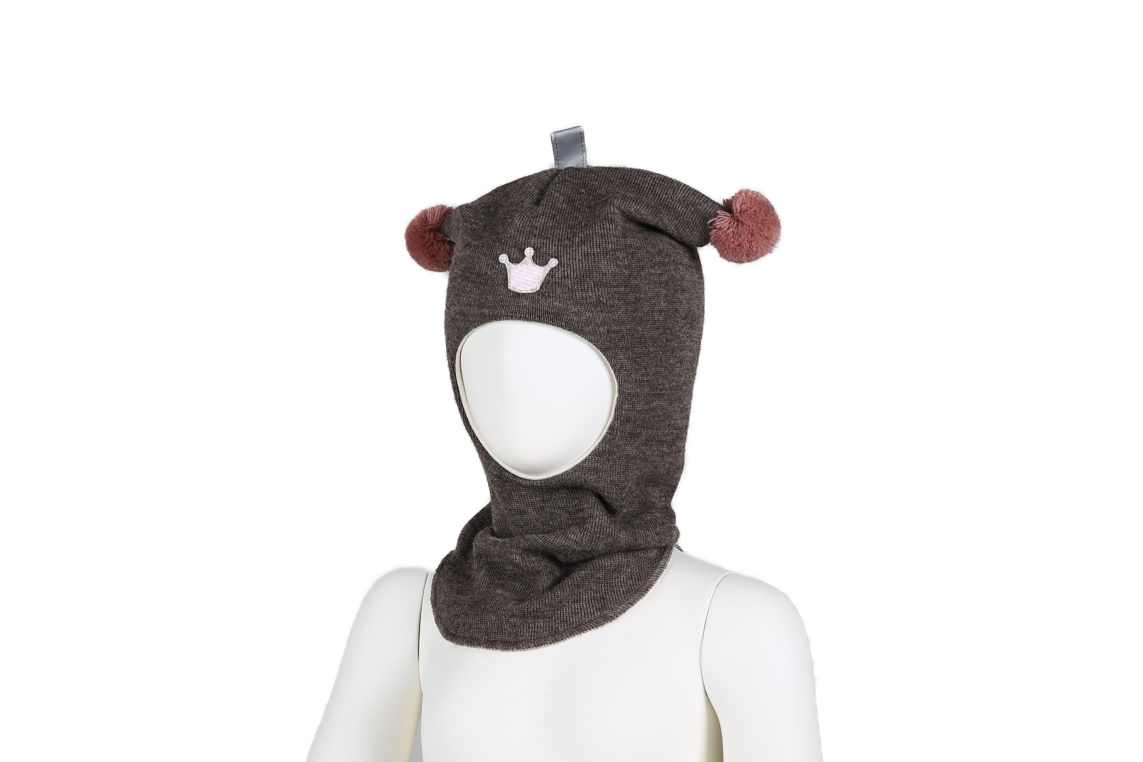 Kivat Balaclava Lue Ull Brunmelert /gammelrosa dusk m/krone