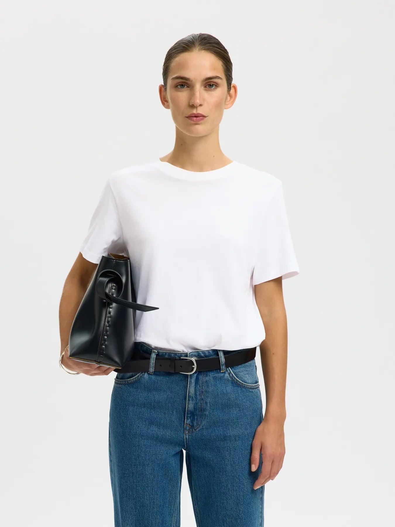 Selected MYESSENTIAL SS BOXY TEE NOOS BRIGHT WHITE
