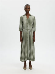 Selected FLORA  3/4 ANKLE SHIRT DRESS Stripe Egret