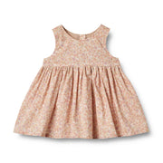 Wheat Dress Pinafore Wrinkles Sienna lilac flowers