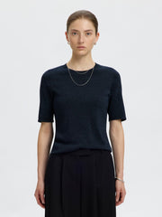 SLWLURA 2/4 KNIT O-NECK Dark Sapphire