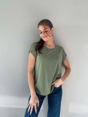 Pepper  Basic T-skjorte Rund Hals Army Grønn