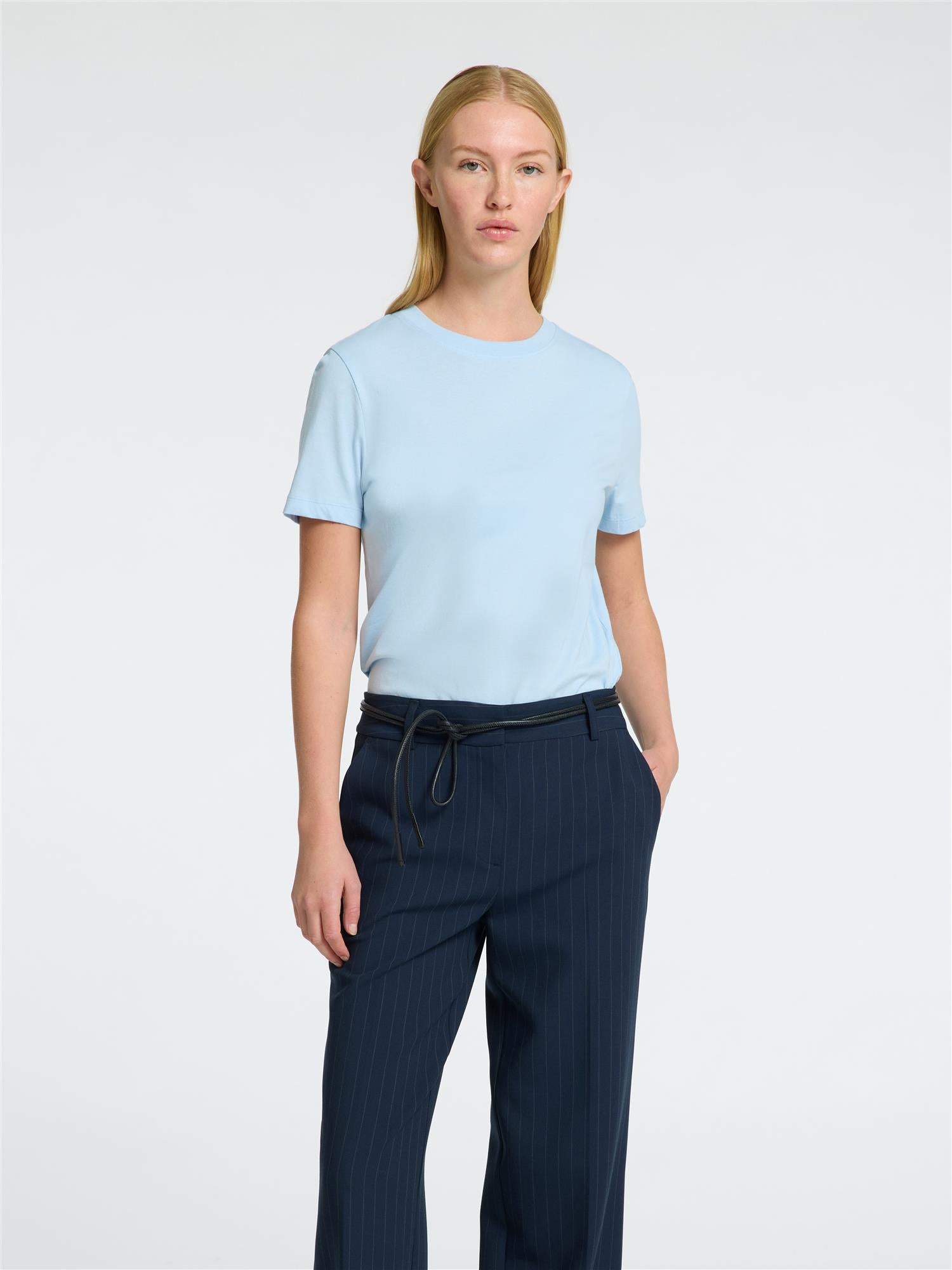 Selected MYESSENTIAL SS O-NECK TEE Cashmere Blue
