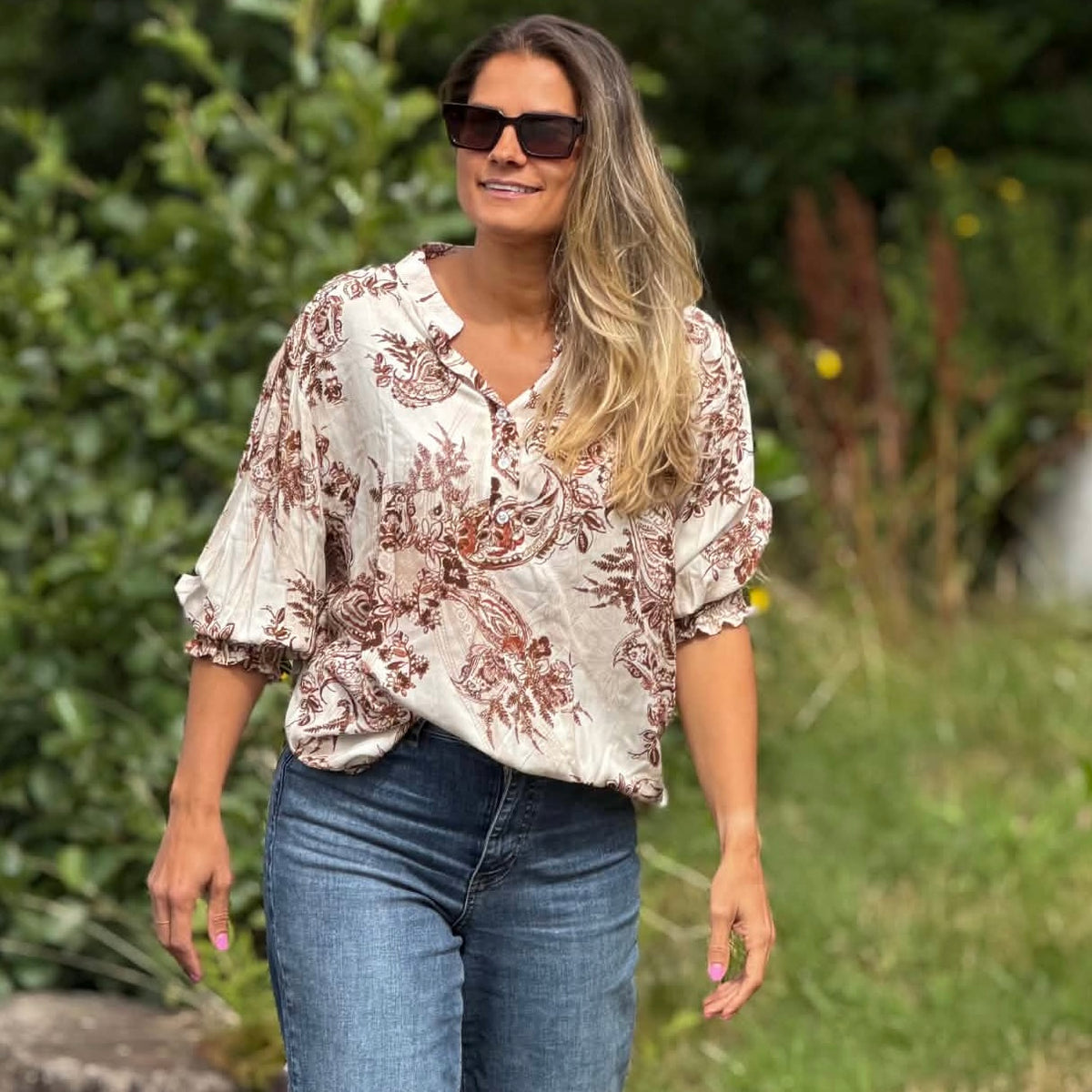 BELLA ORANGE PAISLEY BLOUSE