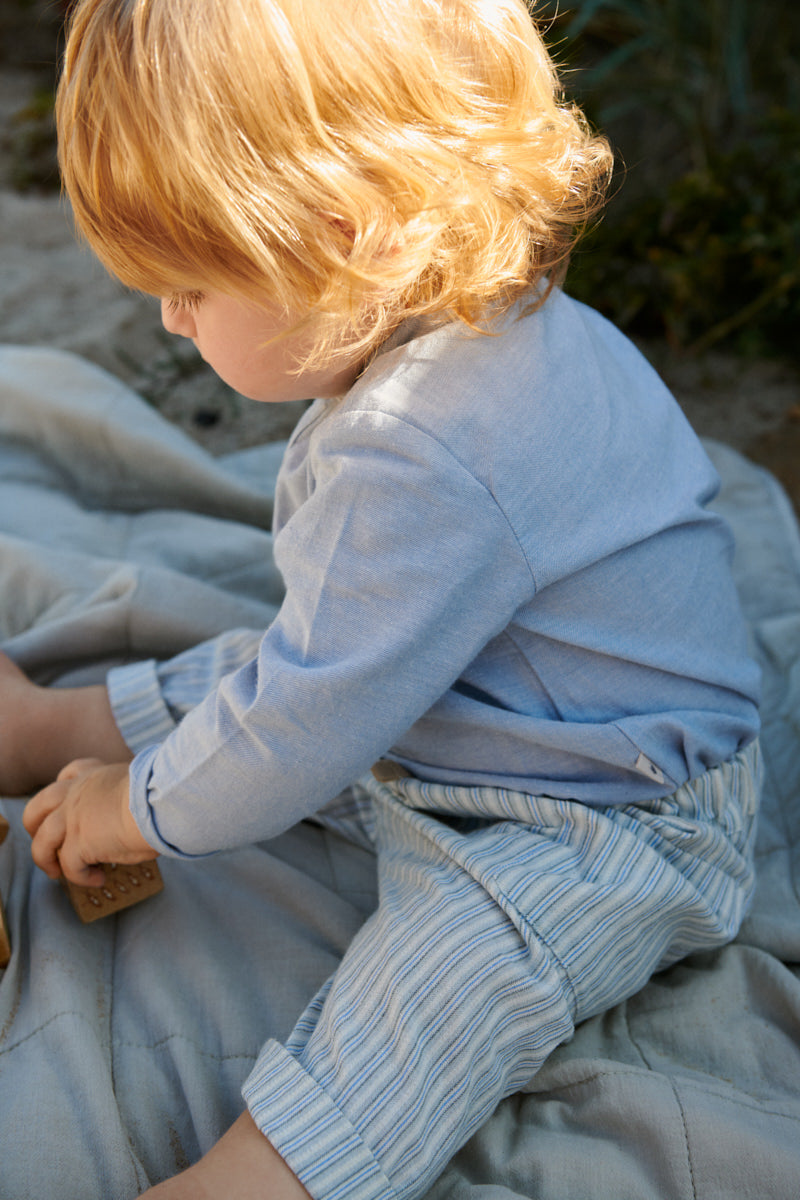 Wheat Trousers Arne aquablue stripe