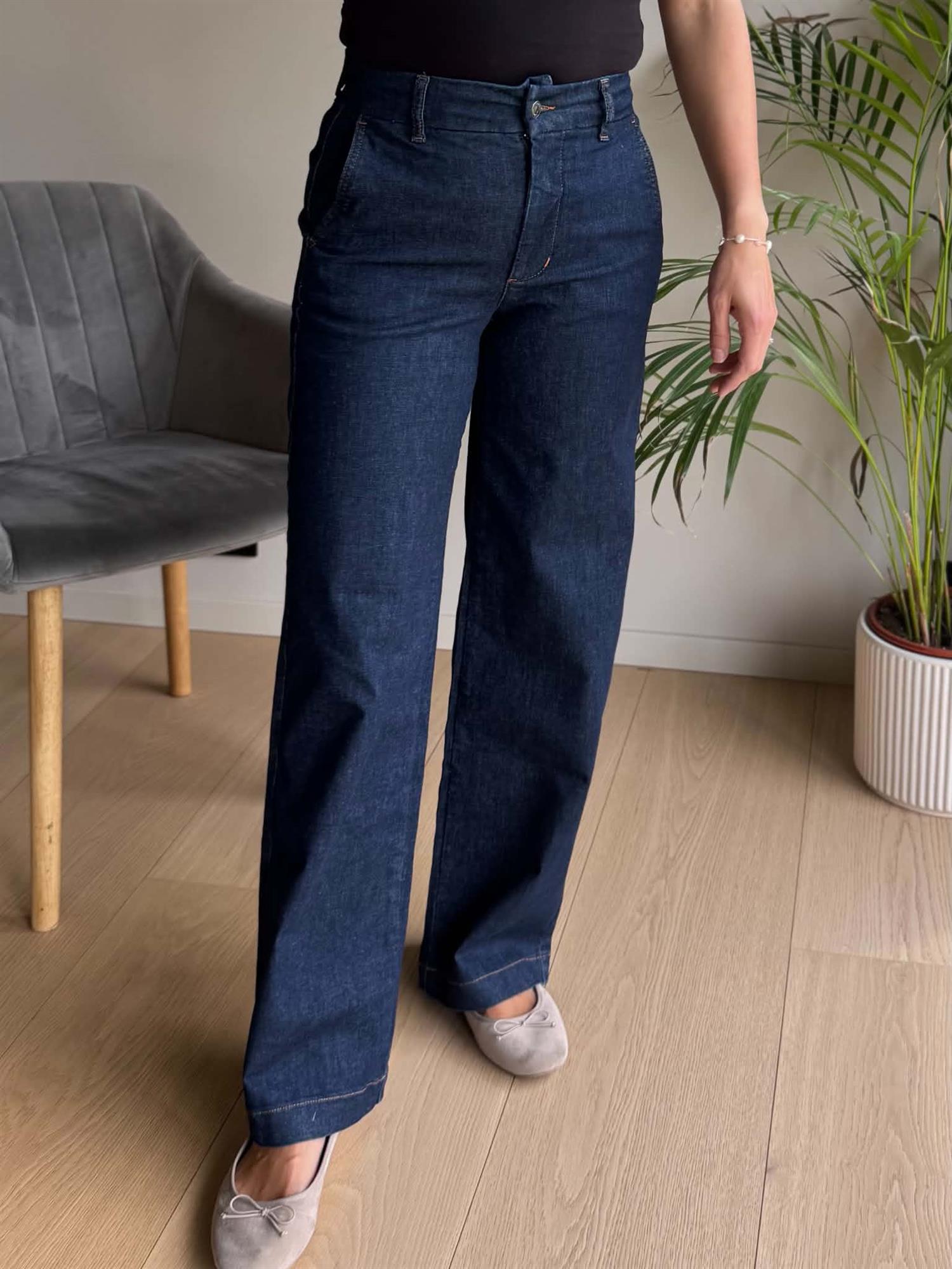 NUAMBER HR WIDE JEANS Dark Blue Denim