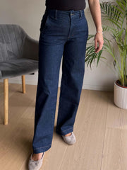 NUAMBER HR WIDE JEANS Dark Blue Denim