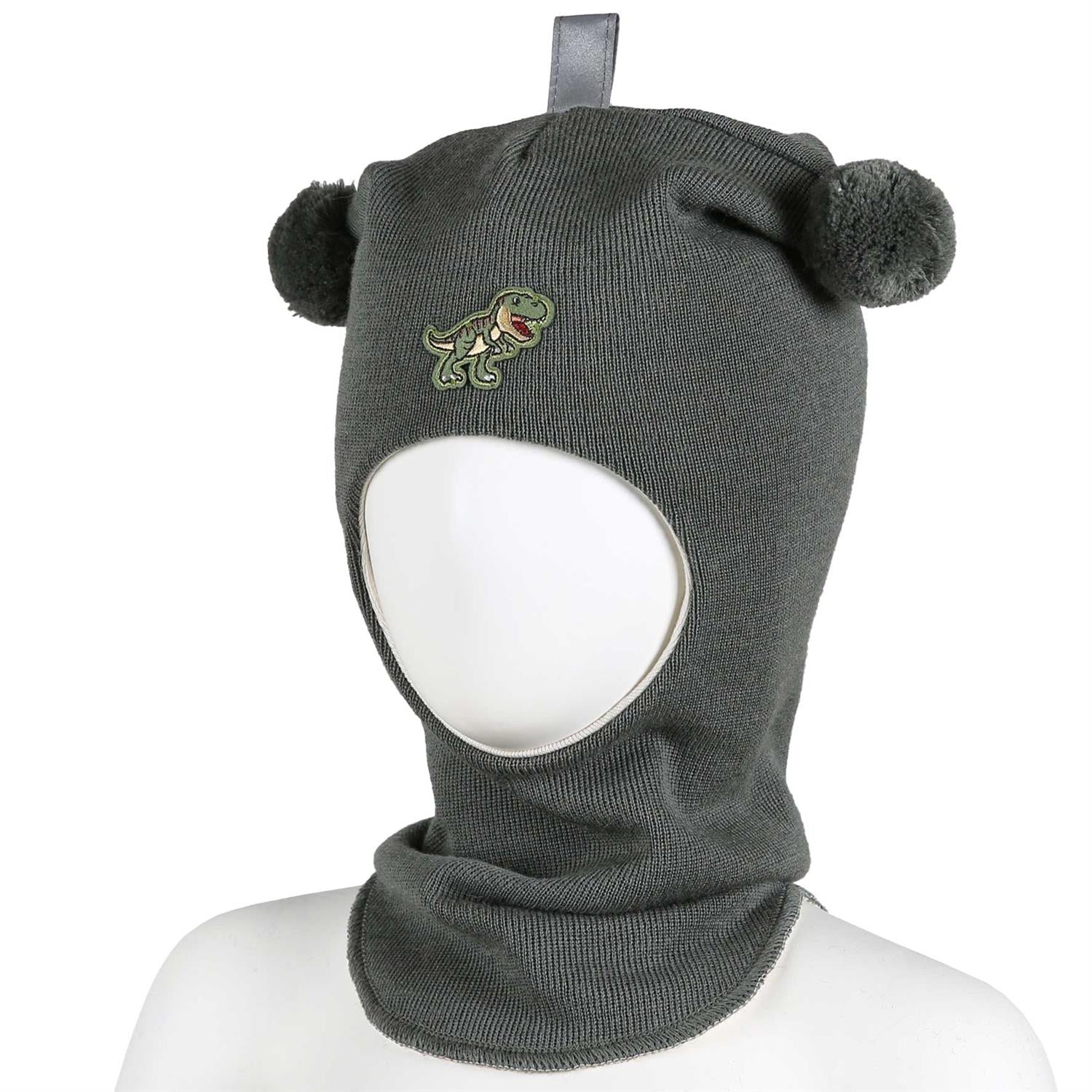 Balaclava Lue Ull Grønn Dinosaur