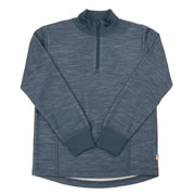 Joha Ull/Bambus Blouse Halfzip Denim Blå