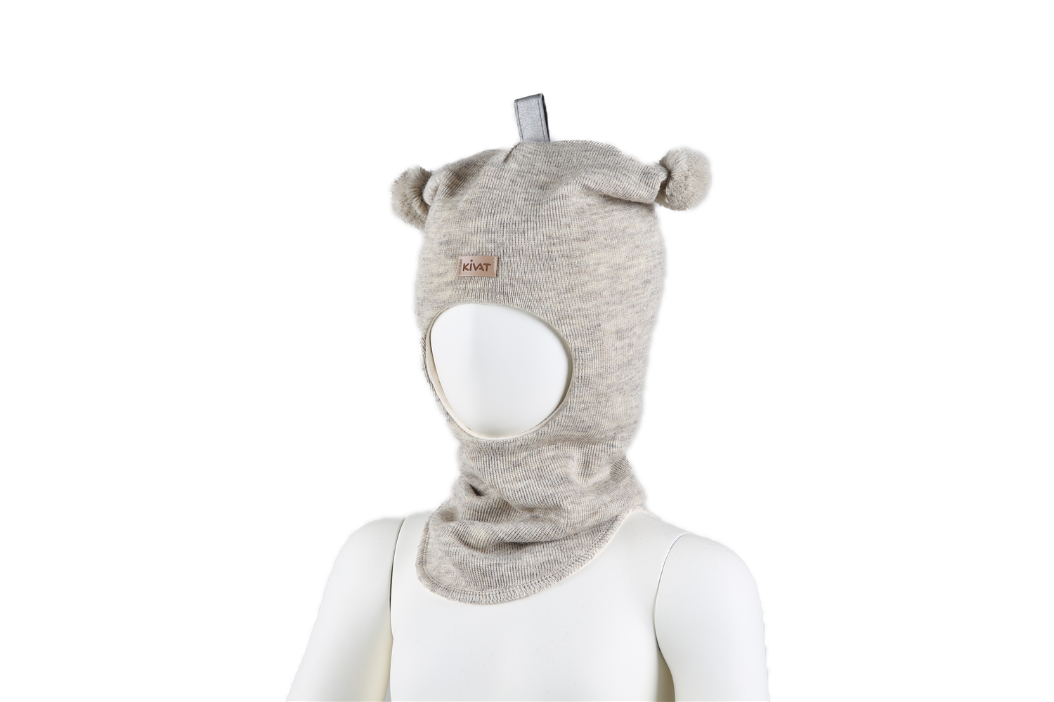 Kivat Balaclava Lue Ull Sand dusk og skinnlapp