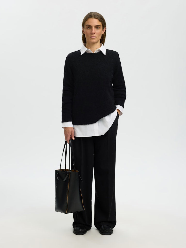 Selected LULU NEW LS KNIT O-NECK NOOS Brich/melange