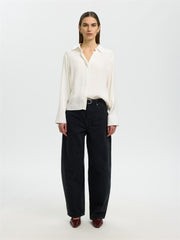 Selected JONNA REG LS OPEN COLLAR SHIRT Egret