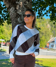 Selected THEA LS KNIT ARGYLE Cashmere Blue