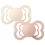Bibs Supreme Size2, 2 Pk Ivory/Blush Silicone
