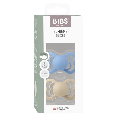 Bibs Supreme Size2, 2 Pk Vanilla/Sky Blue