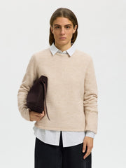 Selected LULU NEW LS KNIT O-NECK NOOS Brich/melange