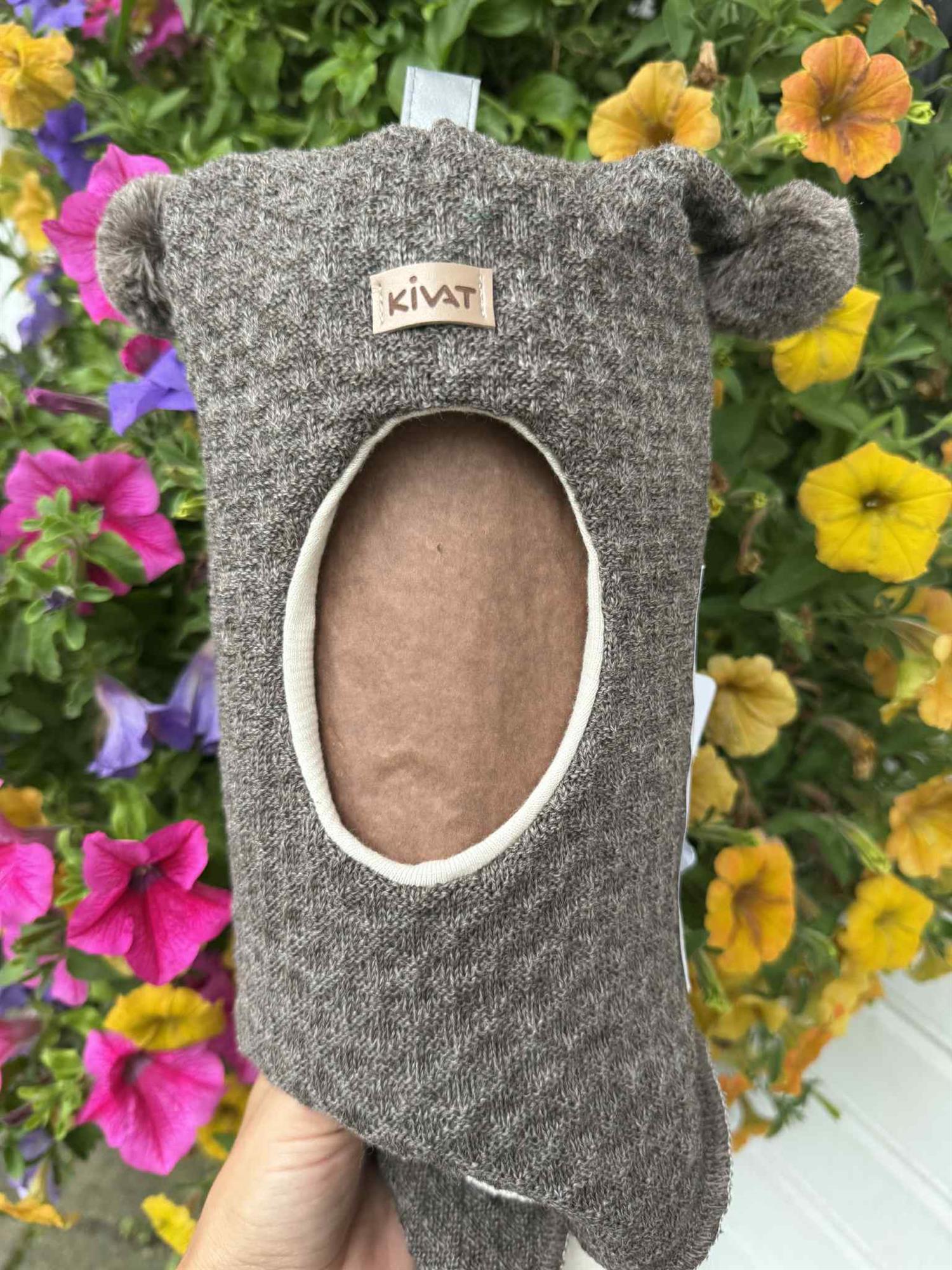 Kivat Balaclava Lue Ull Liten vaffel Brunmelert