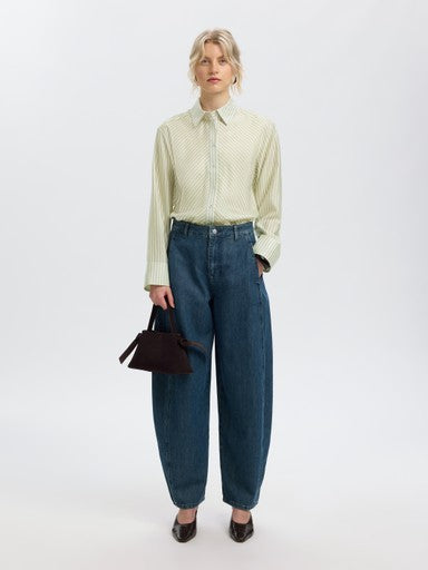 Selected CONNIE LS RELAXED SHIRT egret stripe