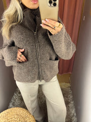 Selected SIA RAS  ZIPPER CARDIGAN CHOCOLATE CHIP