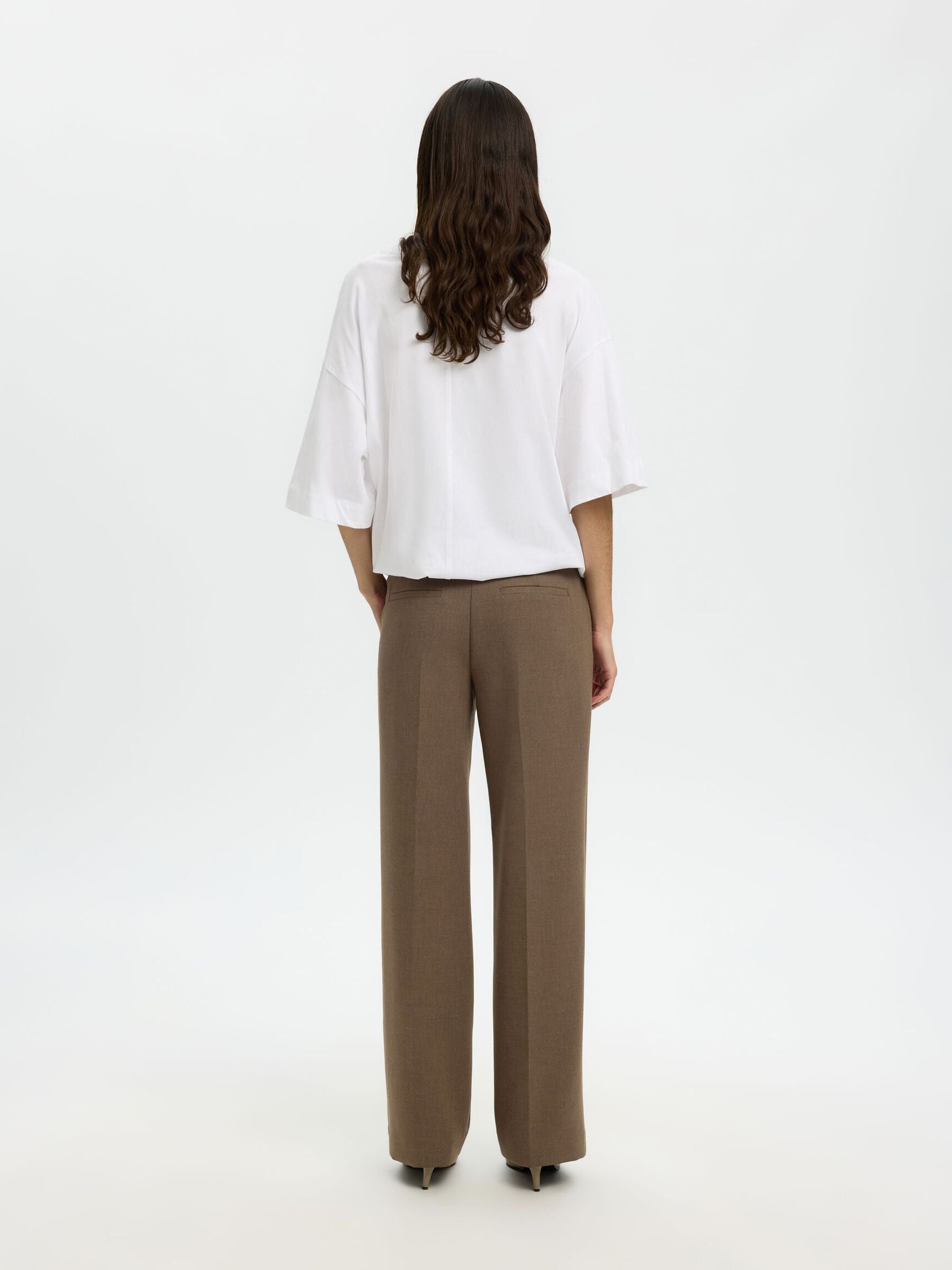 Selected RITA MW WIDE PANT FD Chocolate Chip