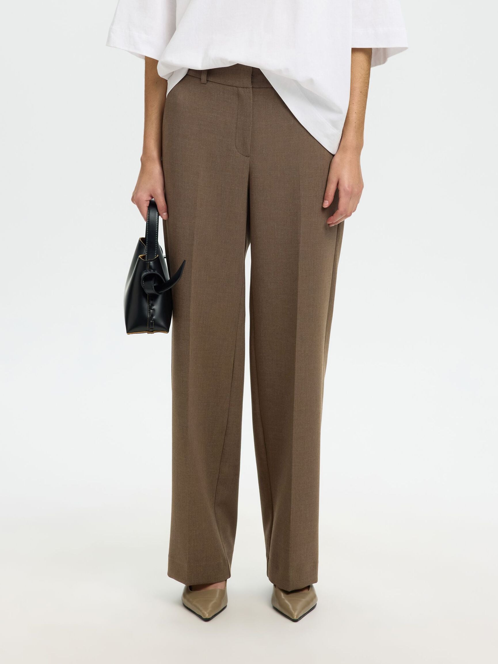 Selected RITA MW WIDE PANT FD Chocolate Chip