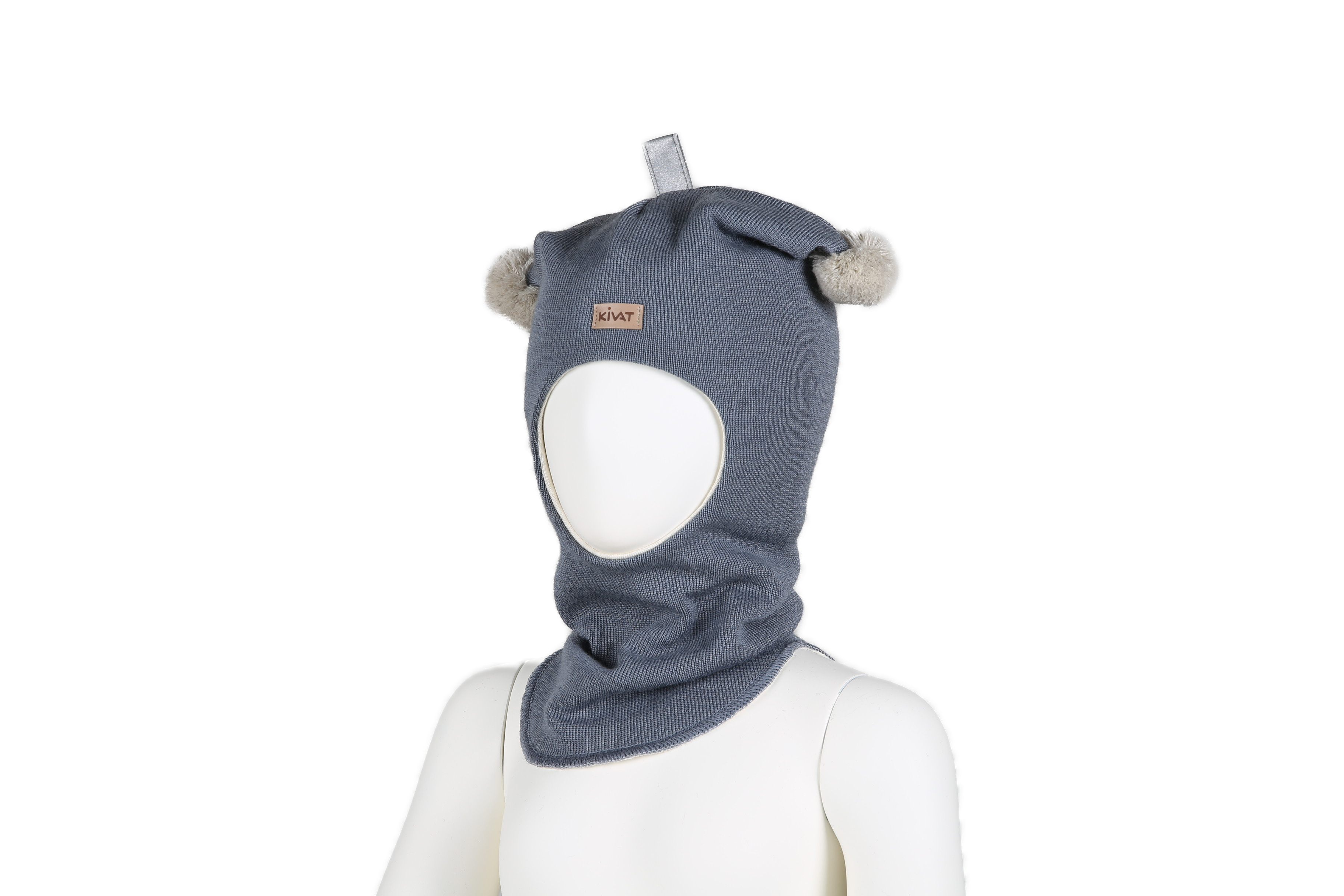 Kivat Balaclava Lue Ull Dueblå,beige dusk m/skinnlapp