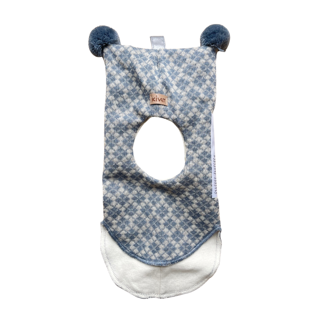 Kivat Balaclava Lue Dueblå diamantmønster m/skinnlapp