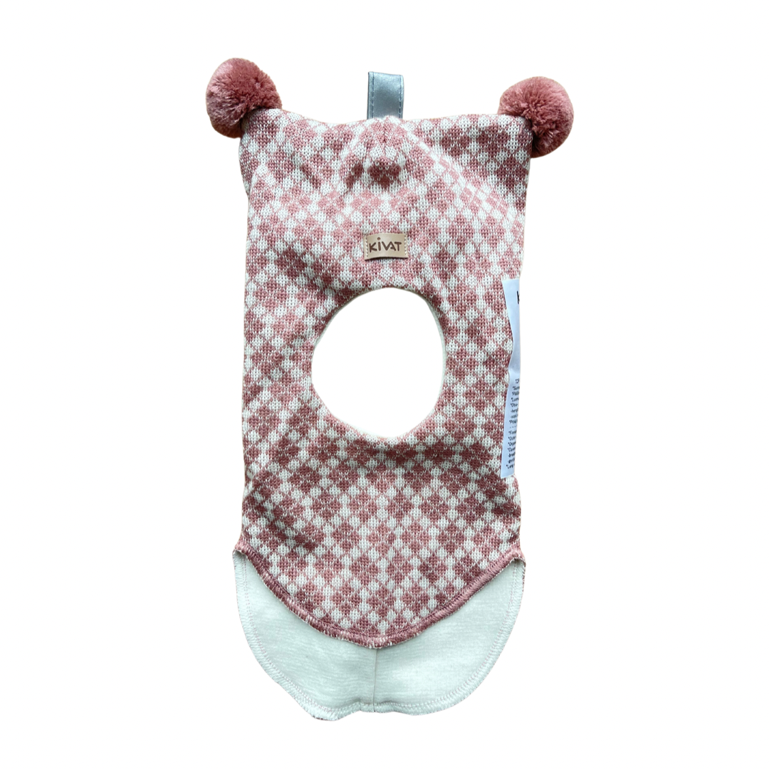 Kivat Balaclava Lue Gammelrosa diamantmønster m/skinnlapp